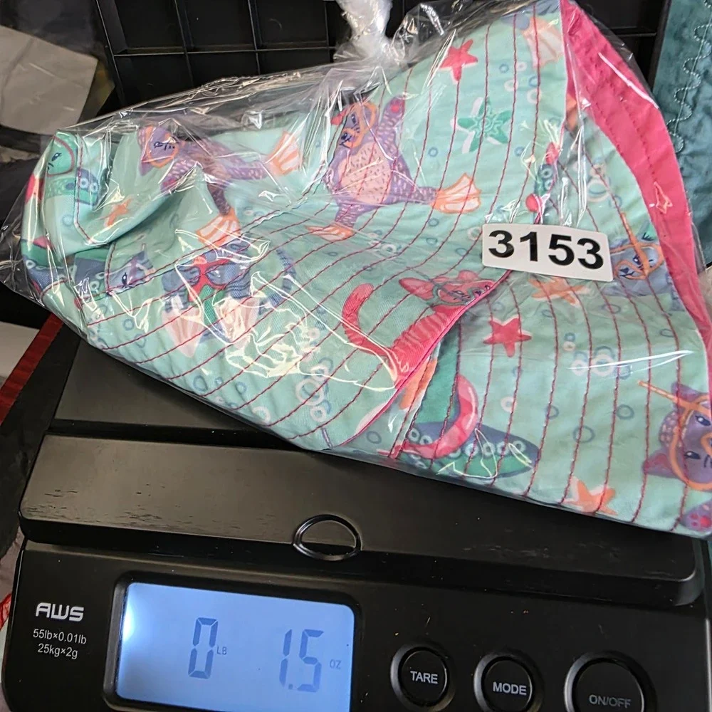 UV Skinz Reversible Bucket Hat Pink Scuba Cats Blue UPF 50+ Sunwear Size 6